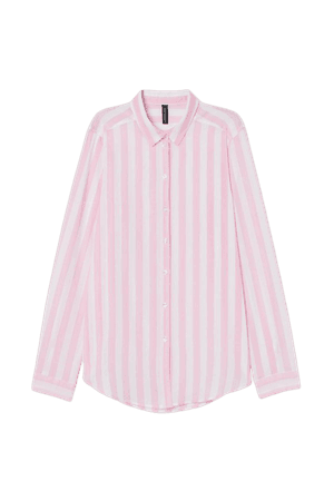 Cotton Shirt - light Pink white striped - Ladies | H&M US