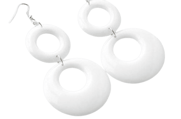 white 60s gogo earrings