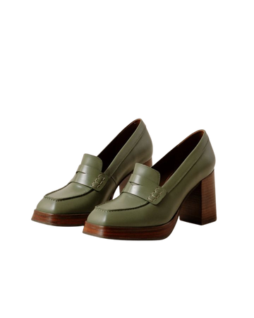 Busy - Green Leather Loafers | ALOHAS