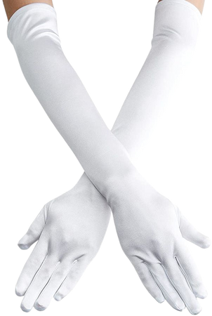 QNPRT 1920s Opera Satin Long Gloves 19.5" Elbow Length 12BL (White) at Amazon Women’s Clothing store