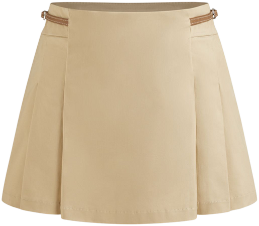 Woven Mid Rise Solid Belted Mini Skirt - Cider