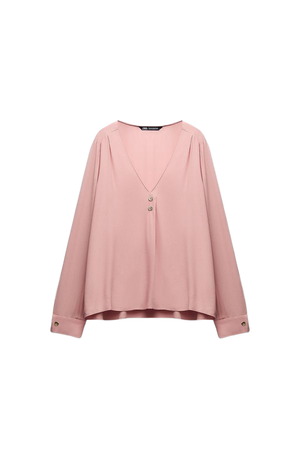 BLOUSE WITH GOLD BUTTONS - Pink | ZARA United States