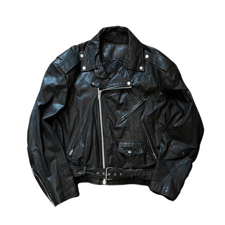 Vintage 90s Leather Biker Jacket Small cut on the... - Depop