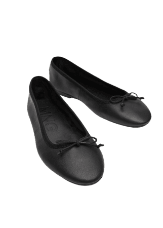 Bow leather ballerina - Women | Mango USA