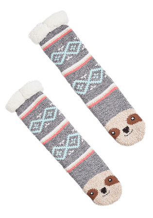 Getting Warmer Slipper Socks Grey Sloth | ModCloth