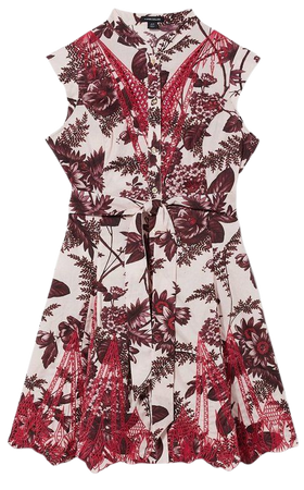 Floral Cotton Cutwork And Print Mini Shirt Dress | Karen Millen