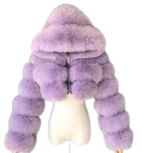 Light purple puffy fur crop coat