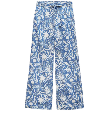 ZW COLLECTION PRINTED PANTS - Light blue | ZARA United States