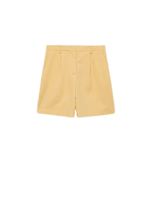 Linen-blend bermuda plated shorts - Women | Mango USA