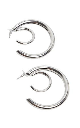 Silver Double Chunky Tubular Earrings | PrettyLittleThing