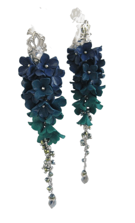 Crystal zircon bride bridesmaids jewelry Long floral earrings | Etsy