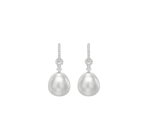 White Gold and Diamond Pearl Drop Earrings - Kiki McDonough Jewellery - Sloane Square London | Kiki McDonough : Kiki McDonough Jewellery – Sloane Square London | Kiki McDonough