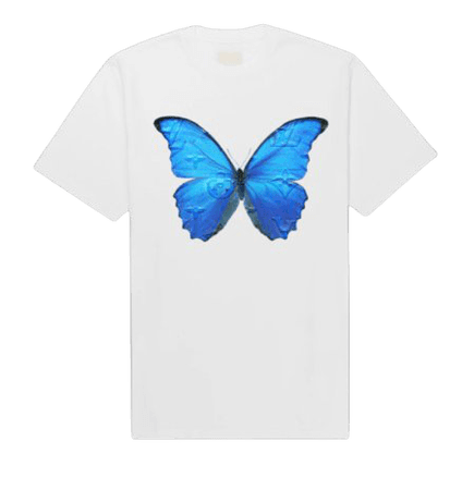 vibez blue butterfly white t-shirt