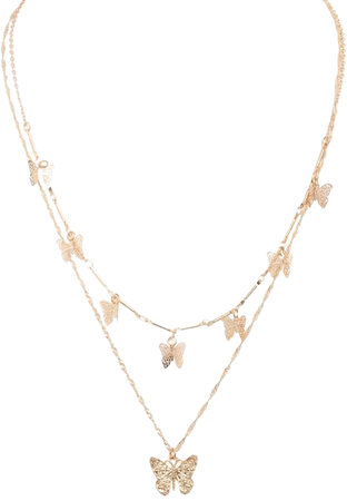 Butterfly Far Away Layered Necklace - Gold | Fashion Nova, Jewelry | Fashion Nova