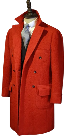 Red double breasted overcoat