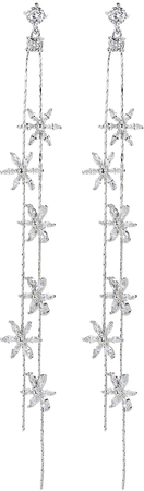 SHASHI Crystal Flower Drop Earrings In Silver | INTERMIX®
