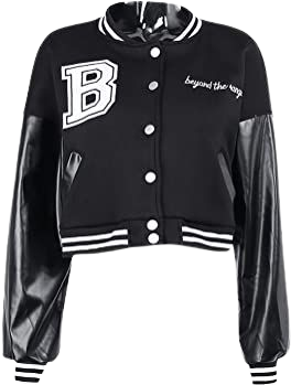 Amazon.com: Women Cropped Varsity Jacket Colorblock Letterman Baseball Jacket Y2k Streetwear Black S : Clothing, Shoes & Jewelry