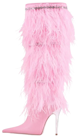 Pink feather boots