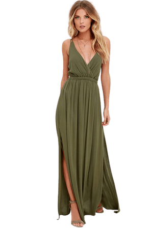 Olive Green Dress - Strappy Dress - Maxi Dress - Lulus