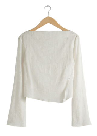 Cropped Asymmetric Frilled Top - White - Long Sleeve Tops - & Other Stories US