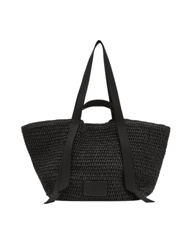 ALLSAINTS US: Womens Jacqueline Paper Tote Bag (black)