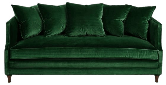 green velvet sofa couch