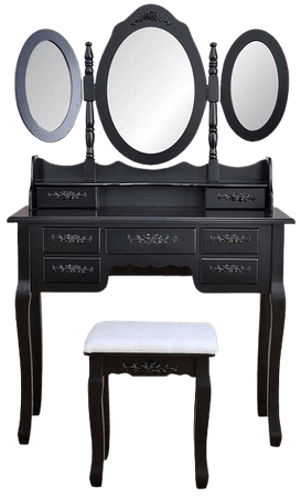 Foldable 3 Mirrors with 7 Drawers Dressing Table Black - Overstock - 33168140