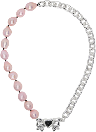 SANDY LIANG Silver & Pink Present Necklace