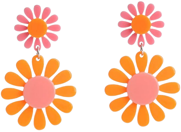 Amazon.com: CJIAYUJEW 60s 70s Daisy Earrings for Women, Orange Flower Drop Dangle Bohemian Boho Earring Jewelry Acrylic Earrings Gifts for Women (A-ORANGE, Stainless Steel): Clothing, Shoes & Jewelry