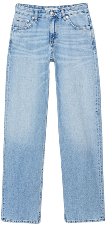 pull&bear pale blue mid-rise straight-leg jeans