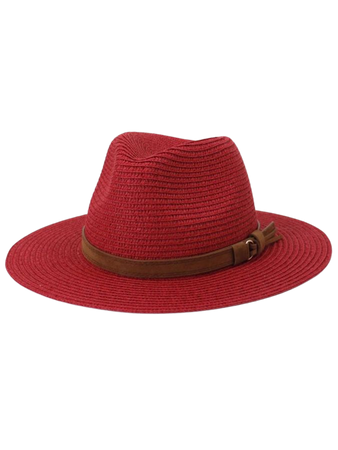 Maroon Straw Sun Hat