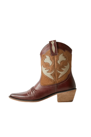 UO Lynn Mixed Cowboy Boot | Urban Outfitters