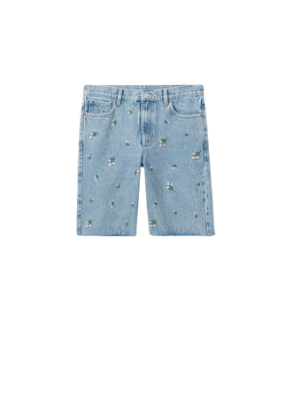 Printed denim bermuda shorts - Women | Mango USA
