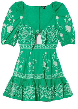 Floral & Geo Embroidered Woven Mini Dress | Karen Millen