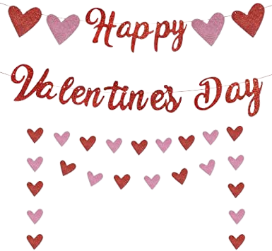 Amazon.com: Happy Valentines Day Banner, Red Glittery Valentines Day Party Decorations, Valentines Day Garland, Valentines Photo Props, Heart Decorations, Wedding Anniversary Party, Valentines Day Fireplace Decor: Toys & Games