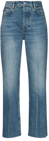 Reformation Gem Slit Hem straight-leg high-rise jeans - FARFETCH