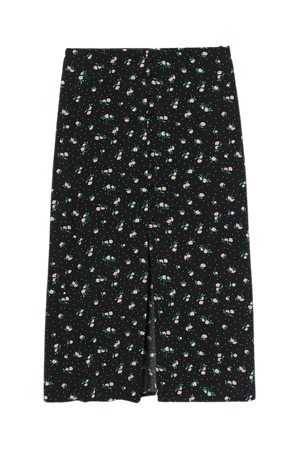 Slit-front Skirt - Black floral - Ladies | H&M US