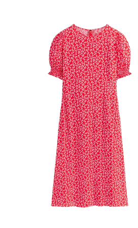 Corinne Midi Tea Dress - Flame Scarlet, Ditsy Bud | Boden US