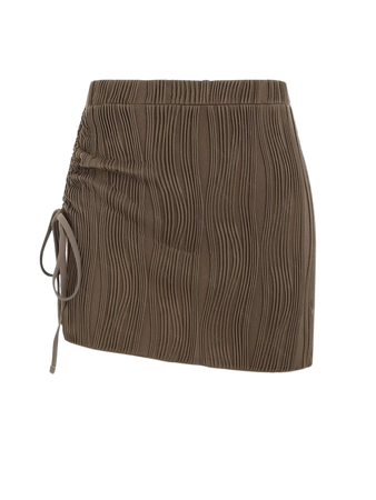 ZAFUL Women's Beach Sexy Solid Color Textured Cinched Ruched Slit Side Mini Cover Up Skirt In DEEP COFFEE | ZAFUL 2023