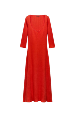 LONG RIBBED DRESS - Red / Orange | ZARA United States