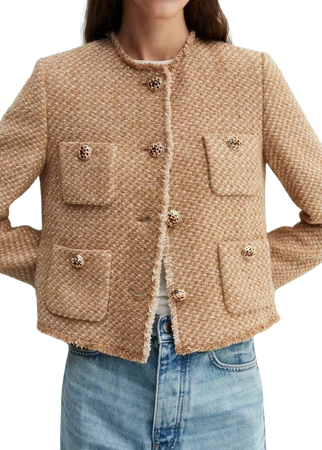 Tweed jacket with jewel buttons - Woman | Mango Canada