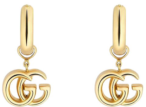 Gucci 18k Yellow Gold Running Gg logo Huggie Hoop Earrings Gold