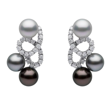 black grey earrings pearl