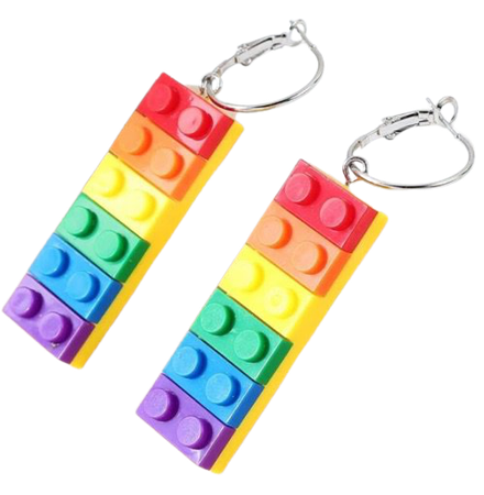 rainbow Lego earrings