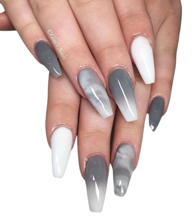 Grey & White Ombre Marble Nails