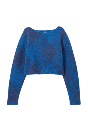 Hera Check Hairy Sweater - Blue Checks - Weekday WW