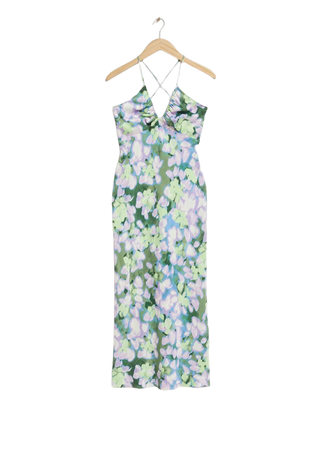 Strappy Cut-Out Detail Midi Dress - Lilac Floral Print - Midi dresses - & Other Stories US