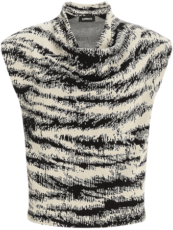 Printed Cowl Neck Short Sleeve Sweater | Express
