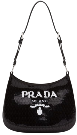 Black/white Prada Cleo sequined bag | Prada
