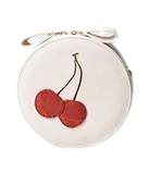 Unique Vintage Cream & Red Cherry Leatherette Round Shoulder Bag